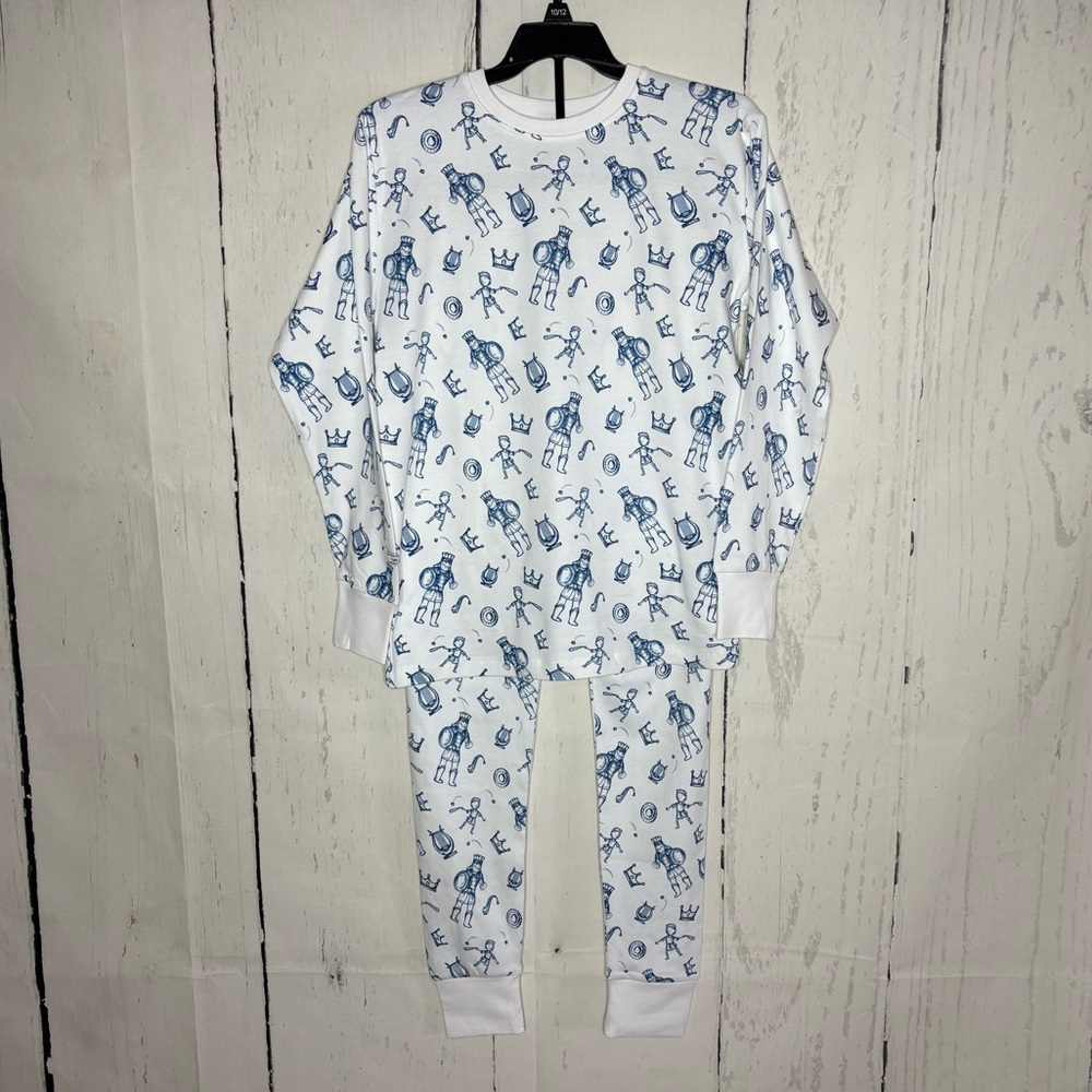 Kids Pajamas with Blue Robot Print
